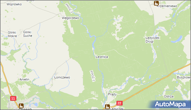 mapa Lestnica gmina Czarne, Lestnica gmina Czarne na mapie Targeo