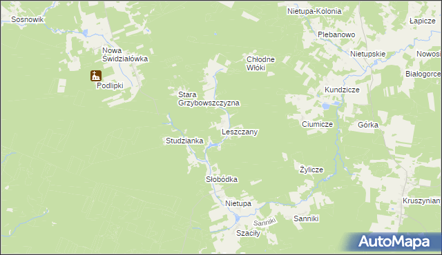 mapa Leszczany gmina Krynki, Leszczany gmina Krynki na mapie Targeo