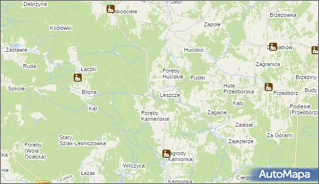 mapa Leszcze gmina Niwiska, Leszcze gmina Niwiska na mapie Targeo