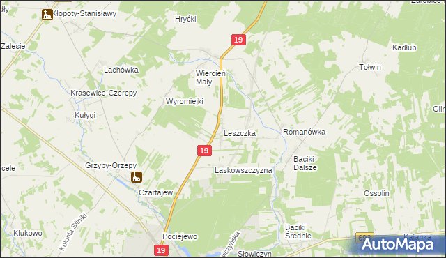 mapa Leszczka, Leszczka na mapie Targeo