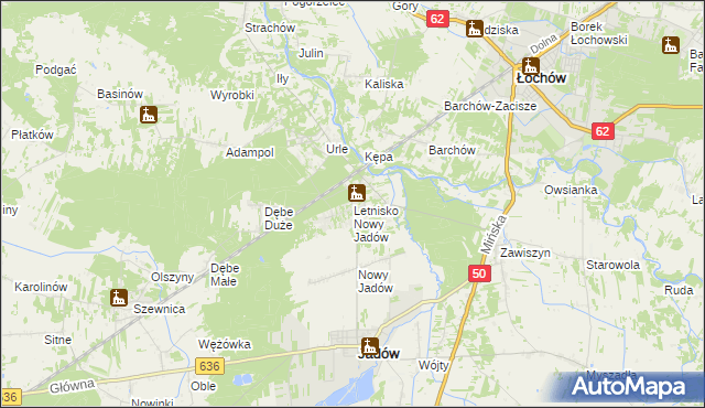 mapa Letnisko Nowy Jadów, Letnisko Nowy Jadów na mapie Targeo