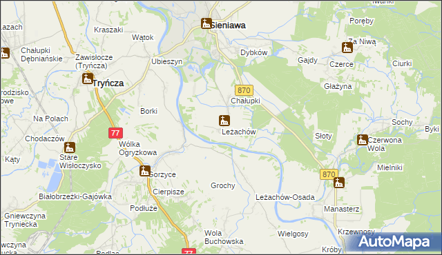 mapa Leżachów, Leżachów na mapie Targeo