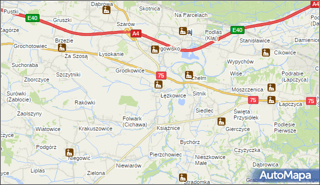 mapa Łężkowice, Łężkowice na mapie Targeo