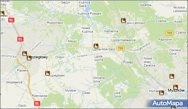 mapa Lgota Górna, Lgota Górna na mapie Targeo