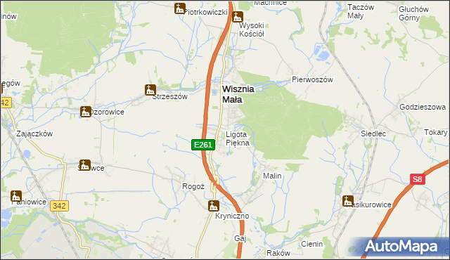 mapa Ligota Piękna, Ligota Piękna na mapie Targeo