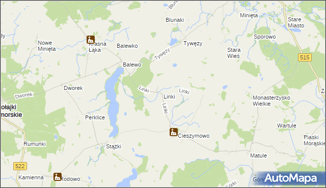 mapa Linki gmina Mikołajki Pomorskie, Linki gmina Mikołajki Pomorskie na mapie Targeo