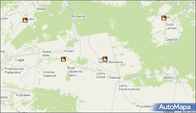 mapa Lipiny Górne-Borowina, Lipiny Górne-Borowina na mapie Targeo