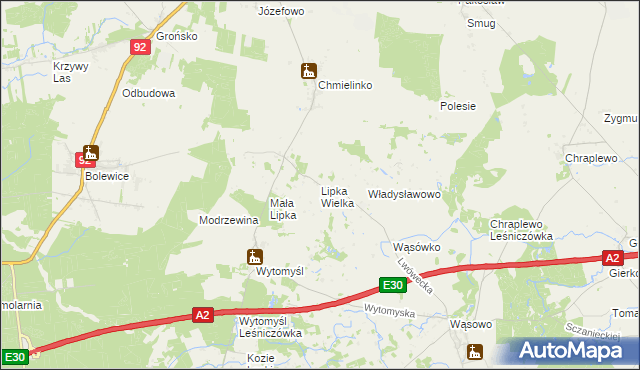 mapa Lipka Wielka, Lipka Wielka na mapie Targeo