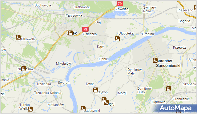 mapa Lipnik gmina Osiek, Lipnik gmina Osiek na mapie Targeo