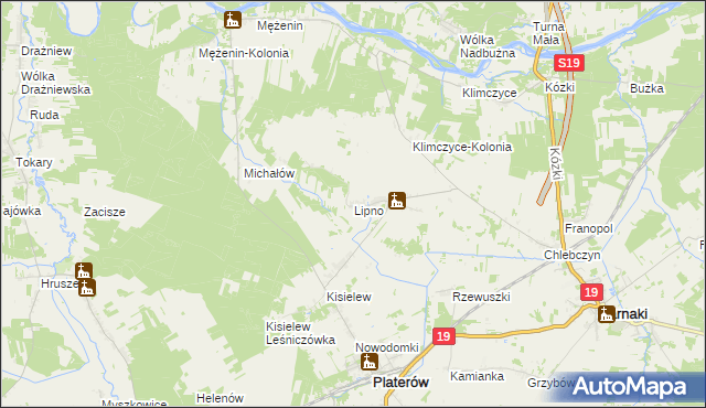 mapa Lipno gmina Platerów, Lipno gmina Platerów na mapie Targeo