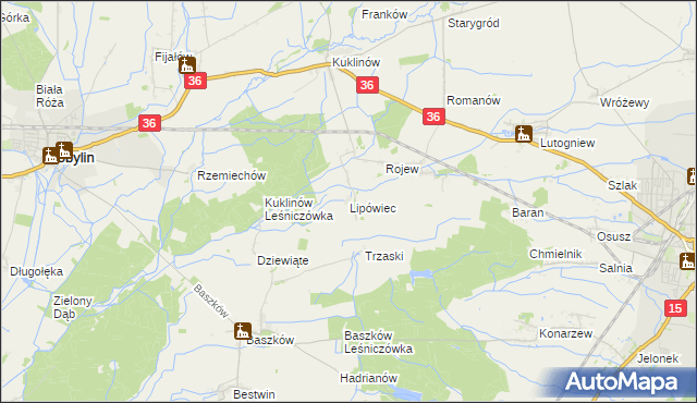 mapa Lipówiec gmina Kobylin, Lipówiec gmina Kobylin na mapie Targeo