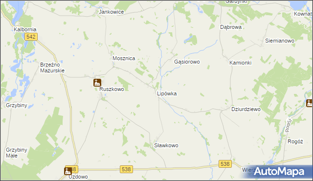 mapa Lipówka gmina Działdowo, Lipówka gmina Działdowo na mapie Targeo