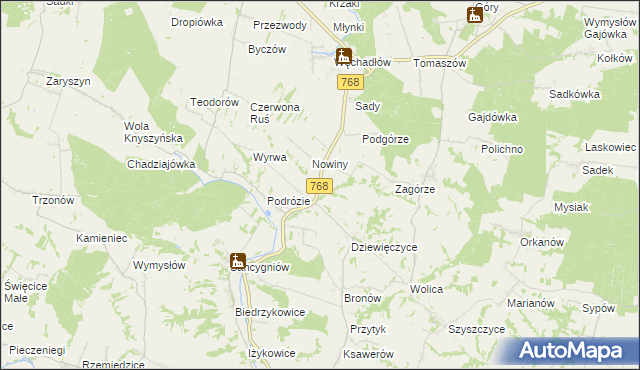 mapa Lipówka gmina Działoszyce, Lipówka gmina Działoszyce na mapie Targeo