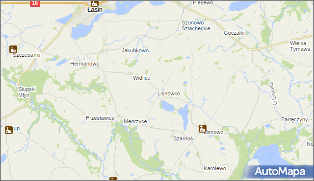 mapa Lisnówko, Lisnówko na mapie Targeo