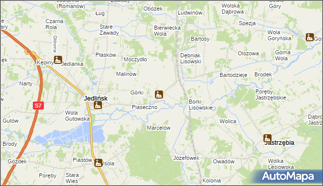 mapa Lisów gmina Jedlińsk, Lisów gmina Jedlińsk na mapie Targeo