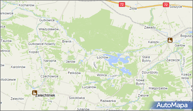 mapa Łochów gmina Żelechlinek, Łochów gmina Żelechlinek na mapie Targeo