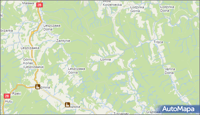 mapa Łomna gmina Bircza, Łomna gmina Bircza na mapie Targeo