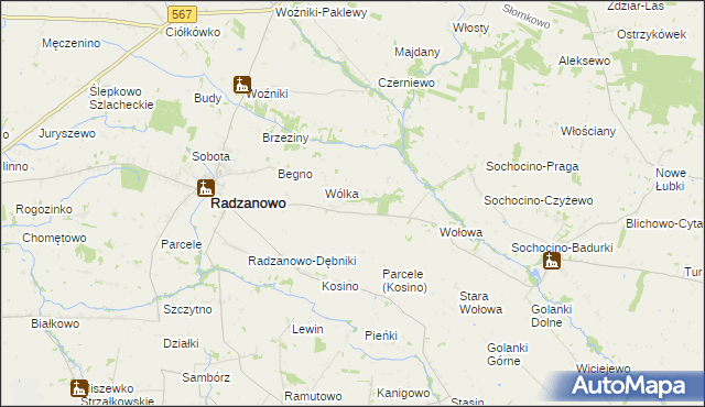 mapa Łoniewo gmina Radzanowo, Łoniewo gmina Radzanowo na mapie Targeo