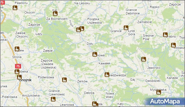 mapa Łoniowa, Łoniowa na mapie Targeo