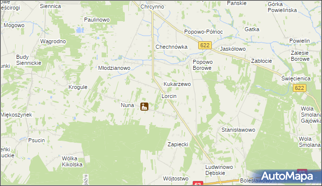 mapa Lorcin gmina Nasielsk, Lorcin gmina Nasielsk na mapie Targeo
