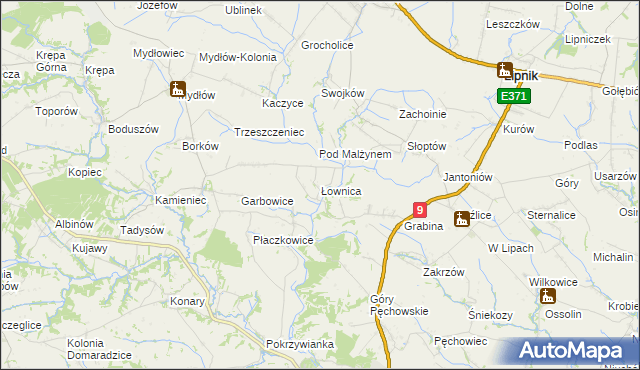 mapa Łownica, Łownica na mapie Targeo