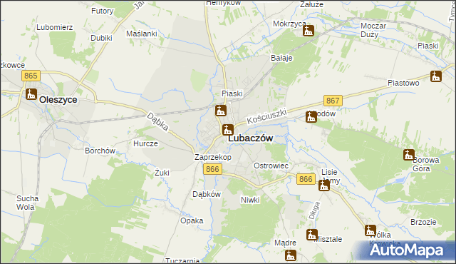 mapa Lubaczów, Lubaczów na mapie Targeo