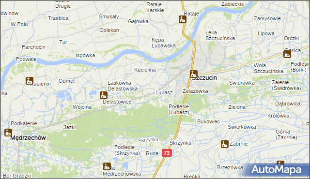 mapa Lubasz gmina Szczucin, Lubasz gmina Szczucin na mapie Targeo