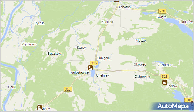 mapa Lubięcin, Lubięcin na mapie Targeo