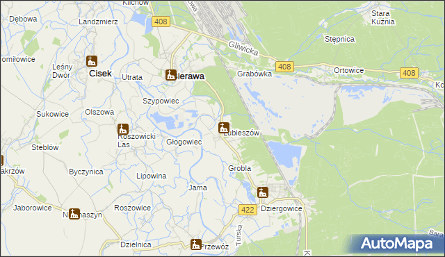 mapa Lubieszów gmina Bierawa, Lubieszów gmina Bierawa na mapie Targeo