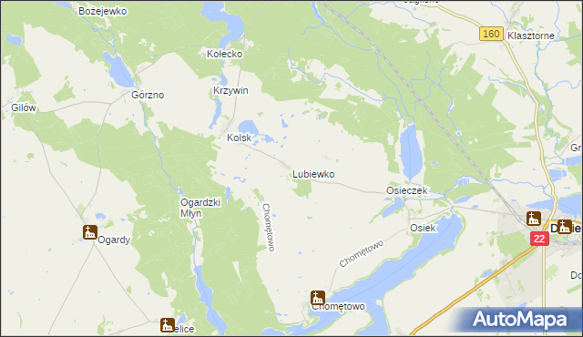 mapa Lubiewko, Lubiewko na mapie Targeo