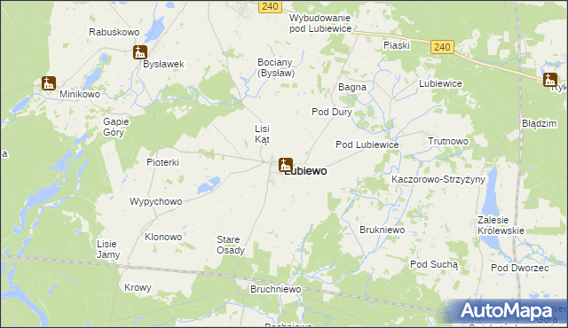 mapa Lubiewo powiat tucholski, Lubiewo powiat tucholski na mapie Targeo