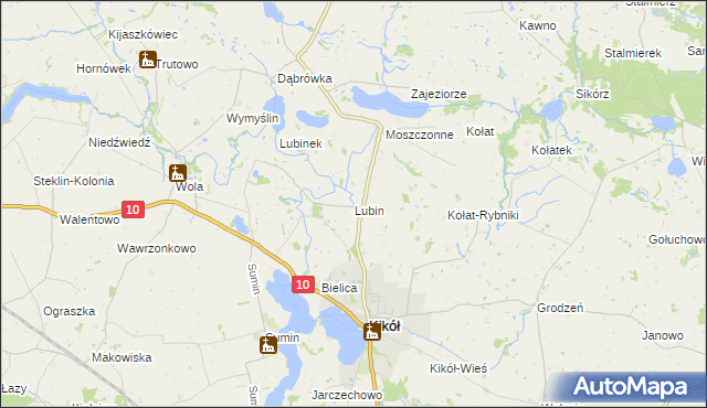 mapa Lubin gmina Kikół, Lubin gmina Kikół na mapie Targeo