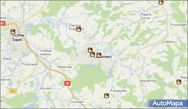 mapa Lubomierz powiat lwówecki, Lubomierz powiat lwówecki na mapie Targeo