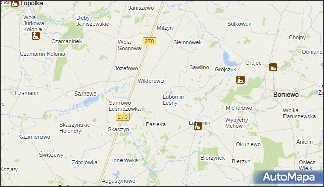 mapa Lubomin Leśny, Lubomin Leśny na mapie Targeo