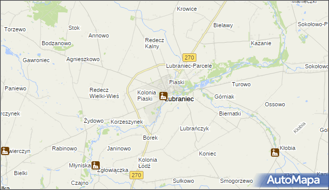 mapa Lubraniec, Lubraniec na mapie Targeo