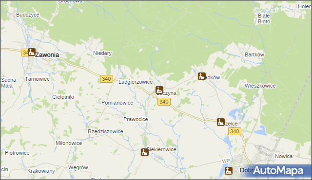 mapa Łuczyna, Łuczyna na mapie Targeo