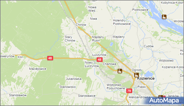 mapa Łuczynów gmina Kozienice, Łuczynów gmina Kozienice na mapie Targeo