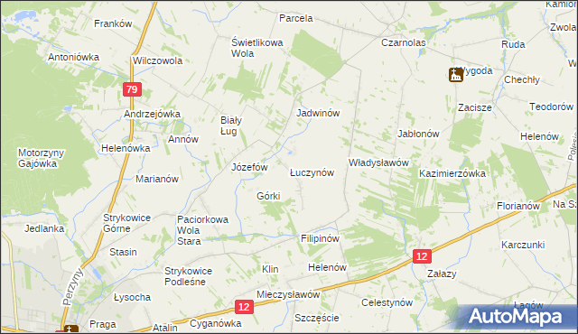 mapa Łuczynów gmina Policzna, Łuczynów gmina Policzna na mapie Targeo