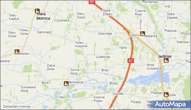 mapa Ludwików gmina Jedlińsk, Ludwików gmina Jedlińsk na mapie Targeo