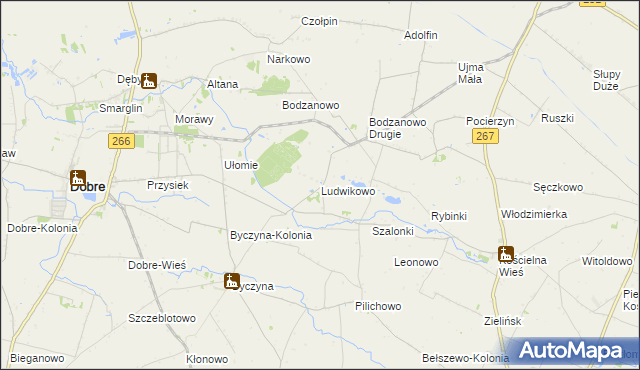 mapa Ludwikowo gmina Dobre, Ludwikowo gmina Dobre na mapie Targeo