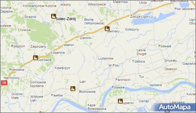 mapa Ludwinów gmina Solec-Zdrój, Ludwinów gmina Solec-Zdrój na mapie Targeo