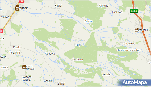 mapa Ługi gmina Wąsosz, Ługi gmina Wąsosz na mapie Targeo