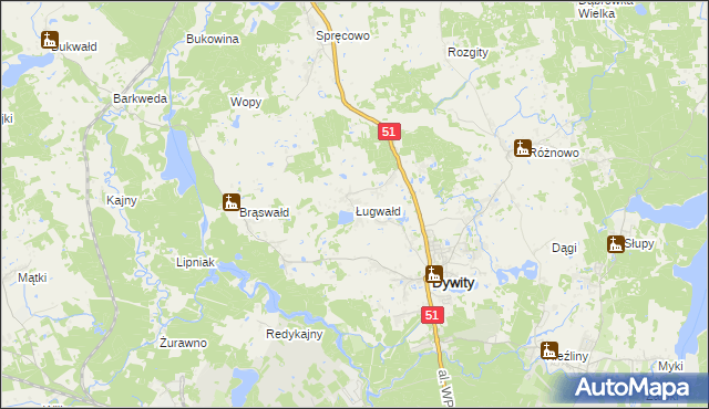 mapa Ługwałd, Ługwałd na mapie Targeo