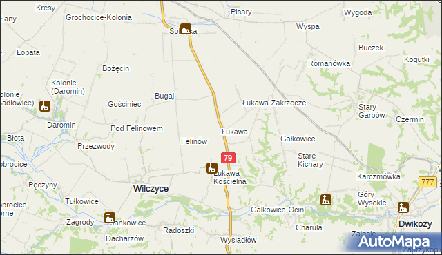 mapa Łukawa gmina Wilczyce, Łukawa gmina Wilczyce na mapie Targeo