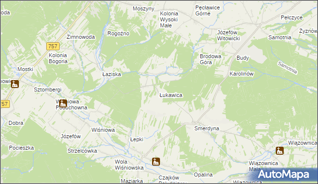 mapa Łukawica gmina Staszów, Łukawica gmina Staszów na mapie Targeo