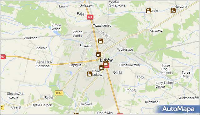 mapa Łuków, Łuków na mapie Targeo