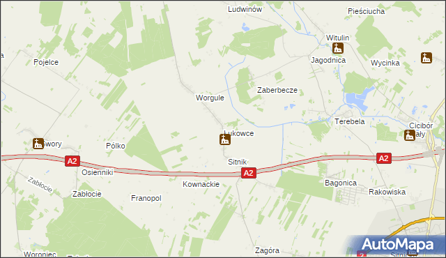 mapa Łukowce, Łukowce na mapie Targeo