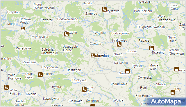 mapa Łukowica, Łukowica na mapie Targeo