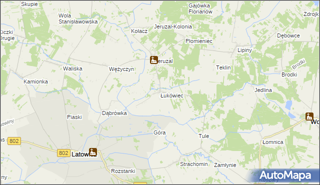 mapa Łukówiec gmina Mrozy, Łukówiec gmina Mrozy na mapie Targeo