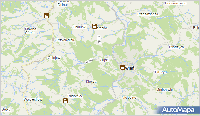 mapa Łupki gmina Wleń, Łupki gmina Wleń na mapie Targeo